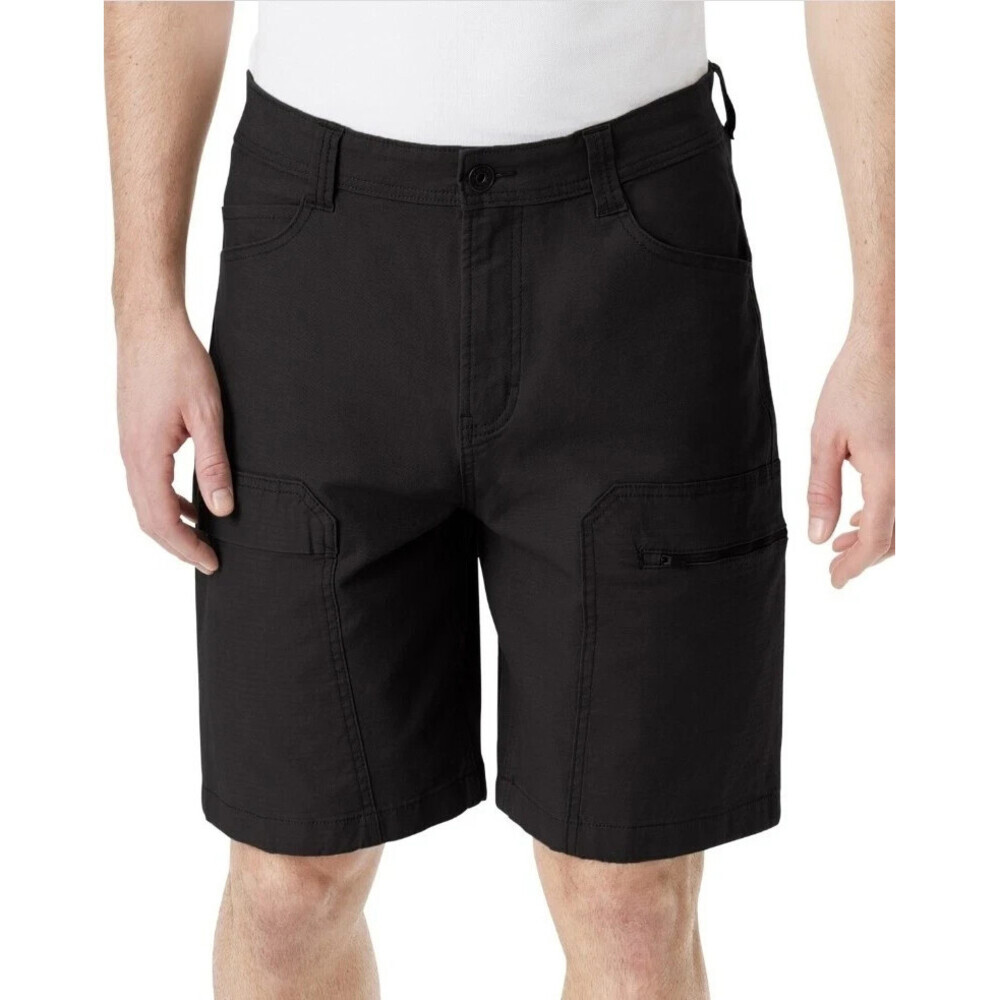 Bass Outdoor Worker Shorts Mens 36x32 Black Stretch 9" Belted Waist Cargo FTS334